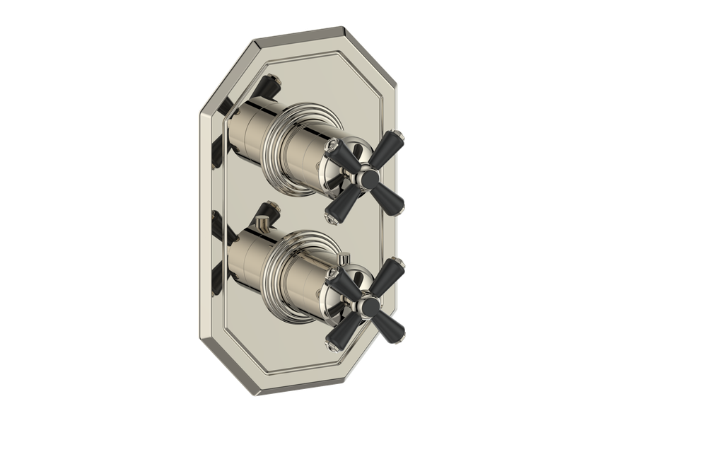 Vogt Carinthia 2-Way Thermostatic Valve Trim in Polished Nickel & Matte Black with Cross Handle – TM.C3.220.PB