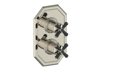 Vogt Carinthia 2-Way Thermostatic Valve Trim in Polished Nickel & Matte Black with Cross Handle – TM.C3.220.PB