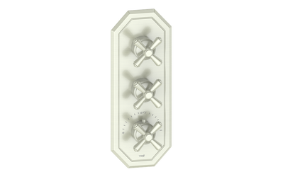 Vogt Carinthia 3/4" High-Flow Thermostatic Valve Trim with 2 Stops in Brushed Nickel with Cross Handle – TM.C3.250.BN