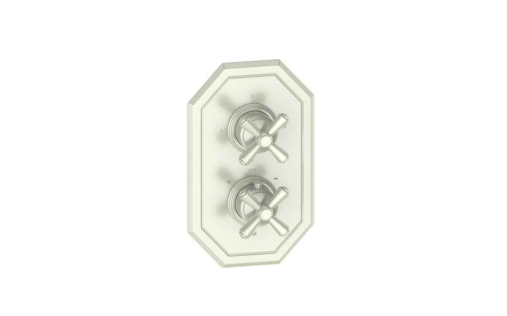 Vogt Carinthia 3-Way Thermostatic Valve Trim in Brushed Nickel with Cross Handle – TM.C3.320.BN