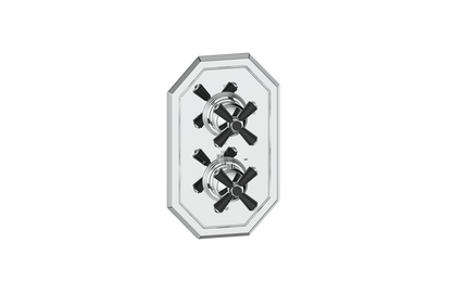 Vogt Carinthia 3-Way Thermostatic Valve Trim in Chrome & Matte Black with Cross Handle – TM.C3.320.CB