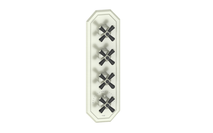 Vogt Carinthia 3/4" High-Flow Thermostatic Valve Trim with 3 Stops in Brushed Nickel & Matte Black with Cross Handle – TM.C3.350.BB