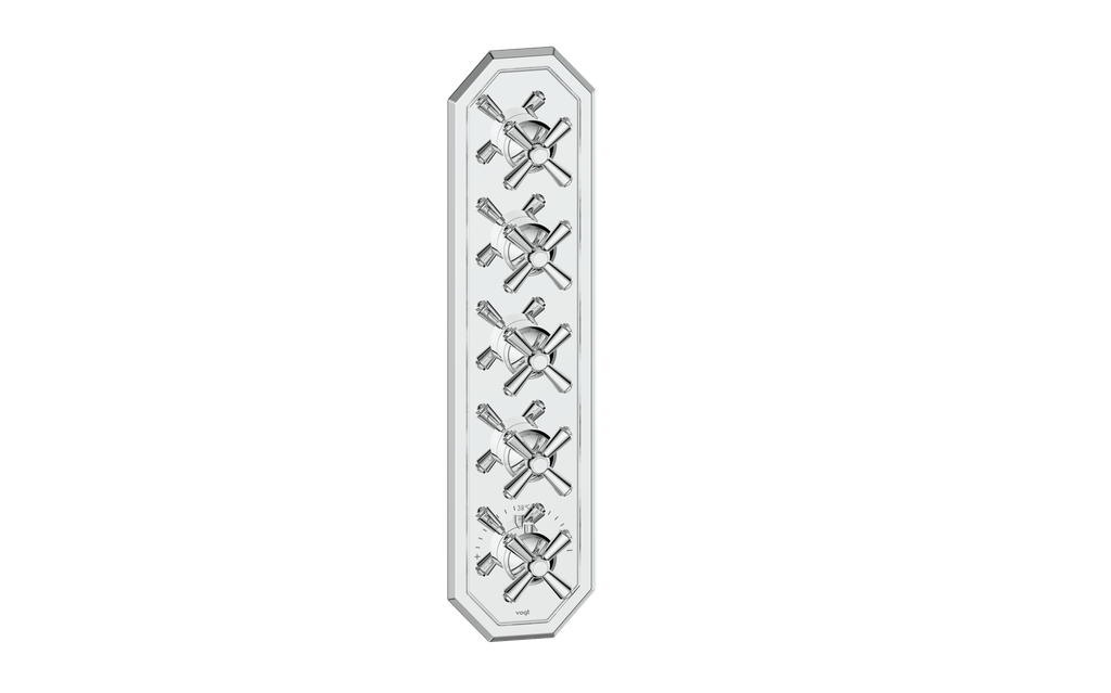 Vogt Carinthia 3/4" High-Flow Thermostatic Valve Trim with 4 Stops in Polished Chrome with Cross Handle – TM.C3.450.CC