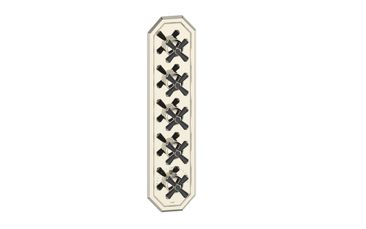 Vogt Carinthia 3/4" High-Flow Thermostatic Valve Trim with 4 Stops in Polished Nickel & Matte Black with Cross Handle – TM.C3.450.PB