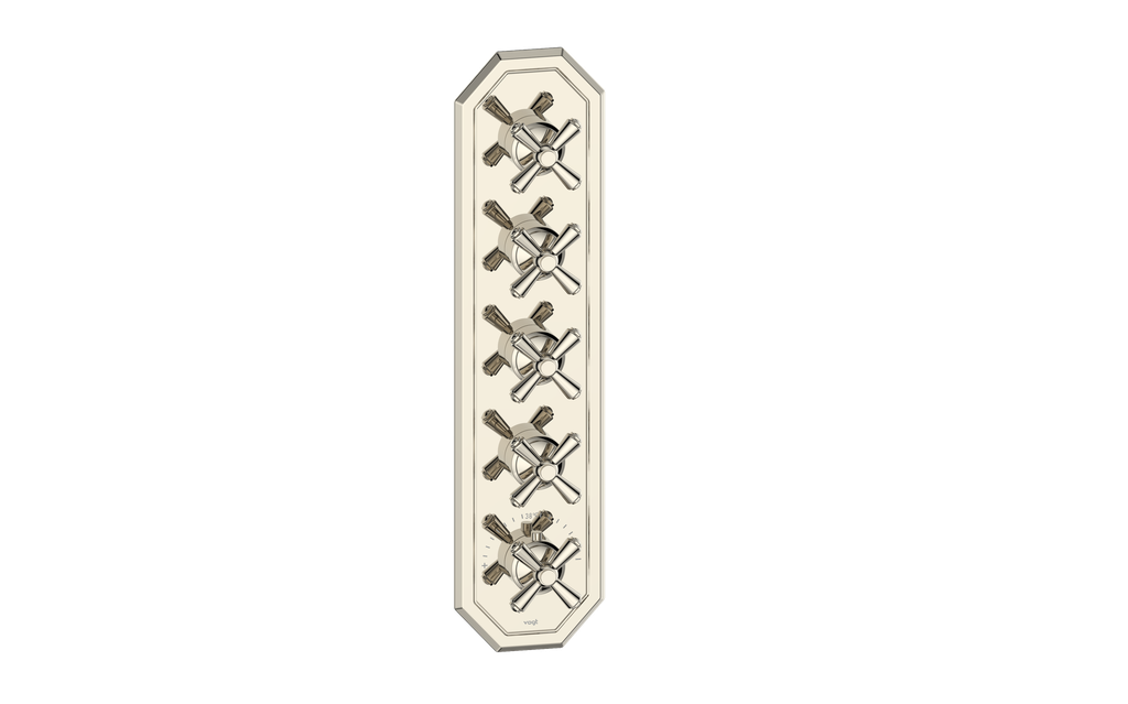 Vogt Carinthia 3/4" High-Flow Thermostatic Valve Trim with 4 Stops in Polished Nickel with Cross Handle – TM.C3.450.PN