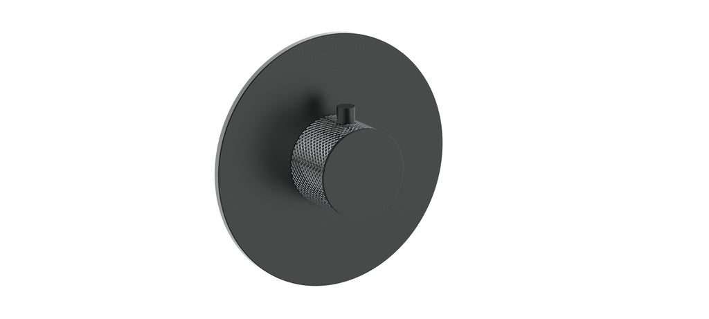 Vogt Drava Trim for 3/4" High-Flow Thermostatic Valve in Chrome / Matte Black - TM.DA.150.CB