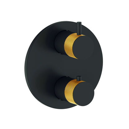 Vogt Drava Trim for 2-Way Thermostatic Valve in Brushed Gold / Matte Black - TM.DA.220.BGB