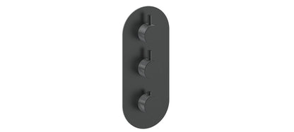 Vogt Drava Trim for 3/4" High-Flow Thermostatic Valve with 2 Volume Controls in Chrome / Matte Black - TM.DA.250.CB