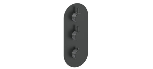 Vogt Drava Trim for 3/4" High-Flow Thermostatic Valve with 2 Volume Controls in Chrome / Matte Black - TM.DA.250.CB