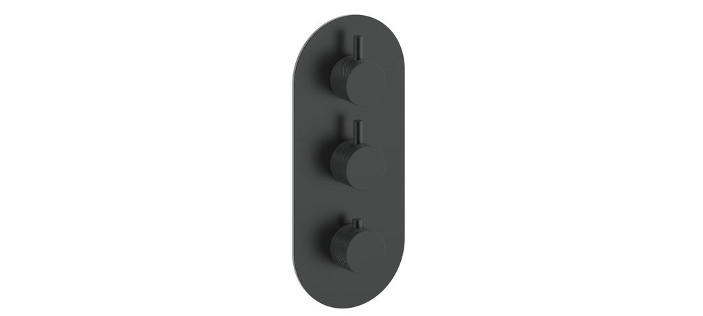 Vogt Drava Trim for 3/4" High-Flow Thermostatic Valve with 2 Volume Controls in Matte Black - TM.DA.250.MB