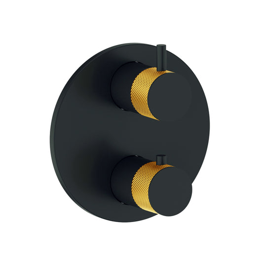 Vogt Drava Trim for 3-Way Thermostatic Valve in Brushed Gold / Matte Black - TM.DA.320.BGB
