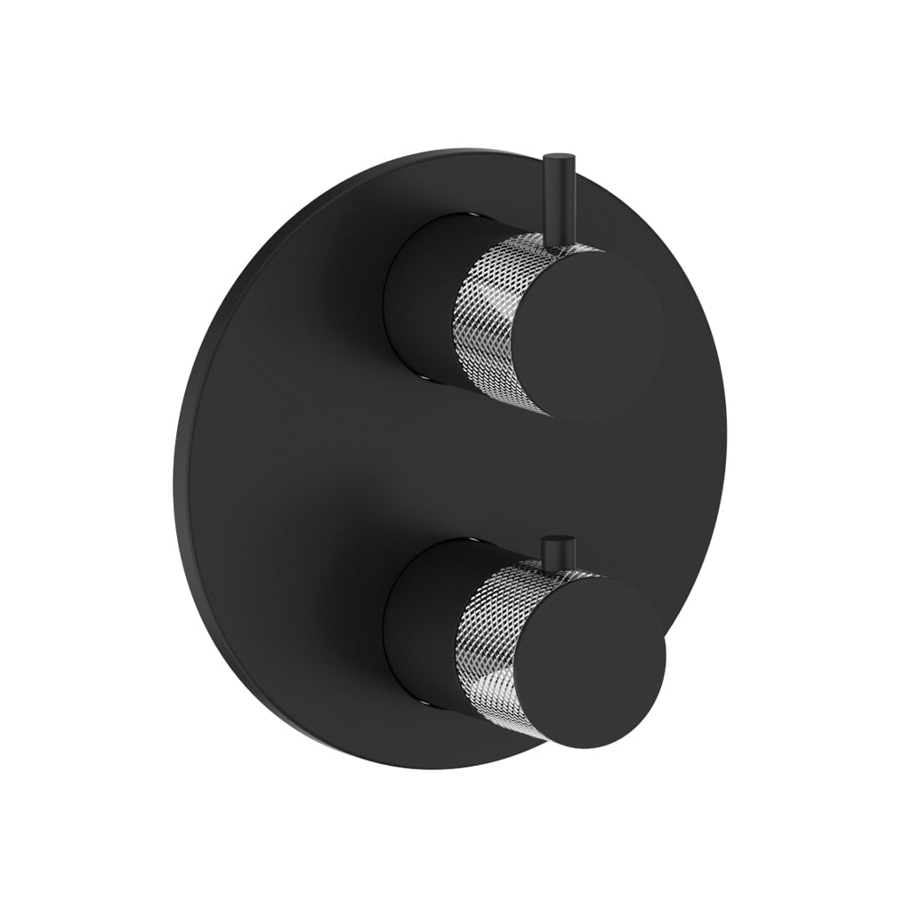 Vogt Drava Trim for 3-Way Thermostatic Valve in Chrome / Matte Black - TM.DA.320.CB