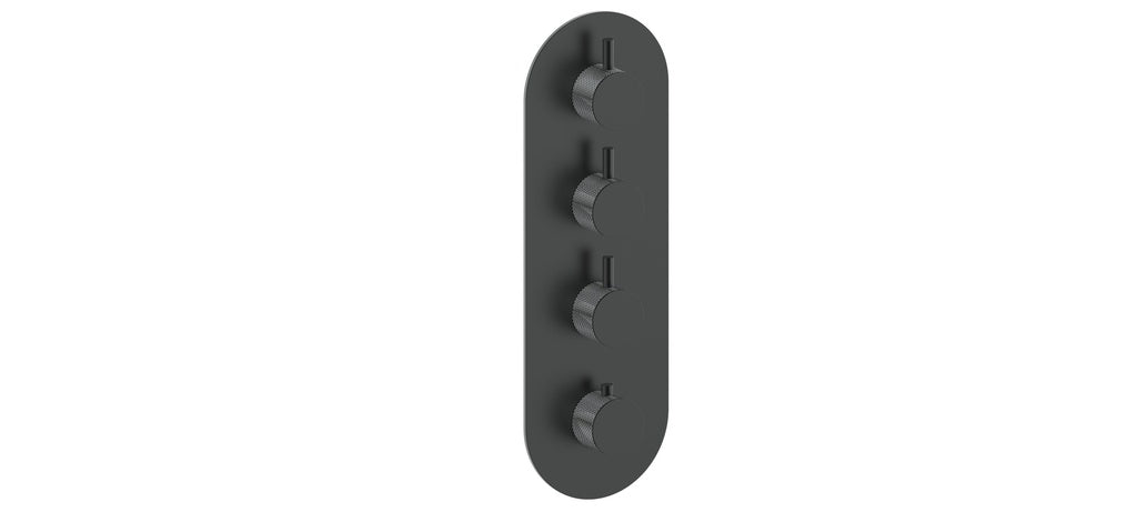 Vogt Drava Trim for 3/4" High-Flow Thermostatic Valve with 3 Volume Controls in Chrome / Matte Black - TM.DA.350.CB