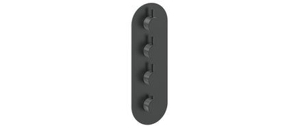 Vogt Drava Trim for 3/4" High-Flow Thermostatic Valve with 3 Volume Controls in Chrome / Matte Black - TM.DA.350.CB