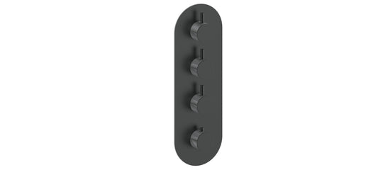 Vogt Drava Trim for 3/4" High-Flow Thermostatic Valve with 3 Volume Controls in Chrome / Matte Black - TM.DA.350.CB