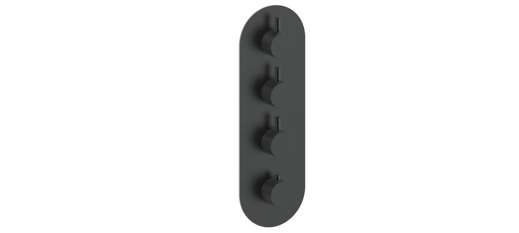 Vogt Drava Trim for 3/4" High-Flow Thermostatic Valve with 3 Volume Controls in Matte Black - TM.DA.350.MB