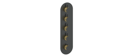 Vogt Drava Trim for 3/4" High-Flow Thermostatic Valve with 4 Volume Controls in Brushed Gold / Matte Black - TM.DA.450.BGB