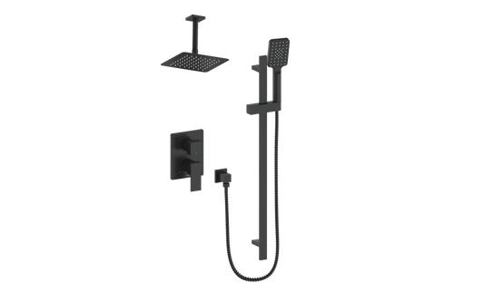Vogt Kapfenberg 2-Way PB Shower Kit Trim with 6-inch Ceiling Arm TM.KG.210.216 in Matte Black