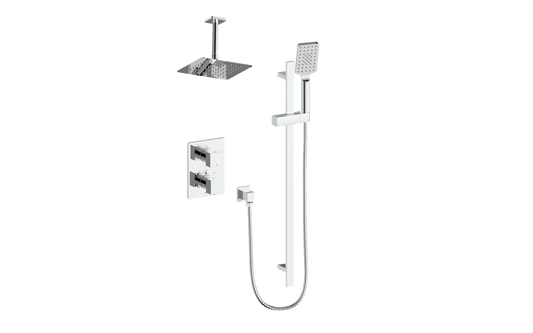 Vogt Kapfenberg 2-Way Thermostatic Shower Kit Trim with 6-inch Ceiling Arm TM.KG.220.216 in Polished Chrome