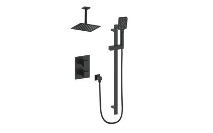 Vogt Kapfenberg 2-Way Thermostatic Shower Kit Trim with 6-inch Ceiling Arm TM.KG.220.216 in Matte Black