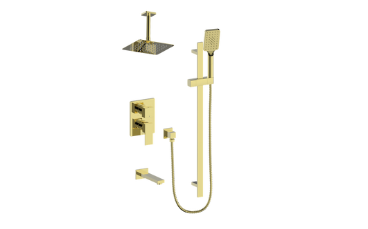 Vogt Kapfenberg 3-Way PB Shower Kit Trim with 6-inch Ceiling Arm TM.KG.310.316 in Brushed Gold