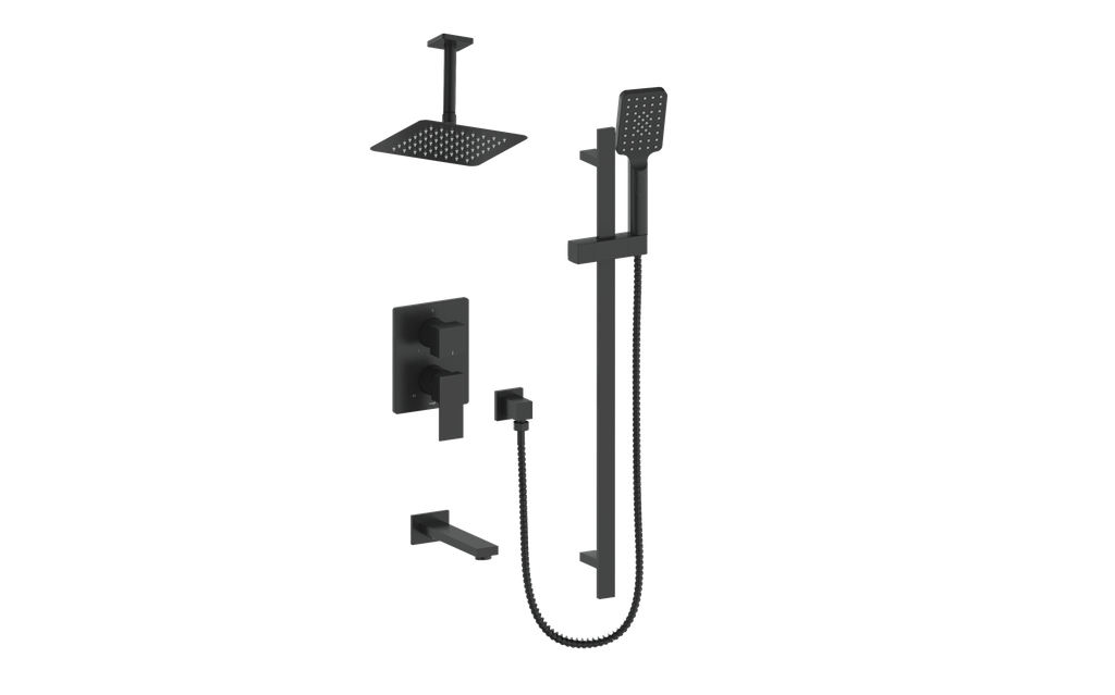 Vogt Kapfenberg 3-Way PB Shower Kit Trim with 6-inch Ceiling Arm TM.KG.310.316 in Matte Black