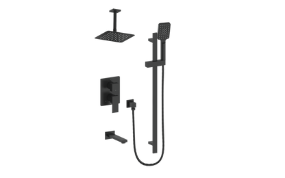Vogt Kapfenberg 3-Way PB Shower Kit Trim with 6-inch Ceiling Arm TM.KG.310.316 in Matte Black