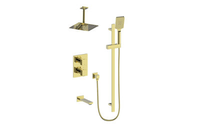 Vogt Kapfenberg 3-Way Thermostatic Shower Kit Trim with 6-inch Ceiling Arm TM.KG.320.316 in Brushed Gold