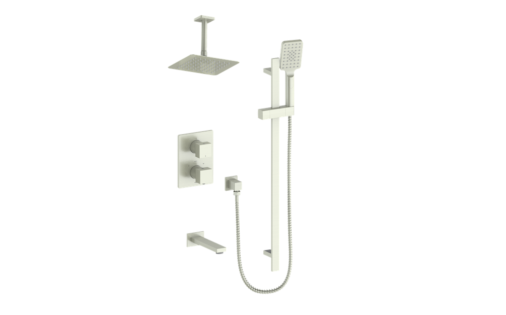 Vogt Kapfenberg 3-Way Thermostatic Shower Kit Trim with 6-inch Ceiling Arm TM.KG.320.316 in Brushed Nickel