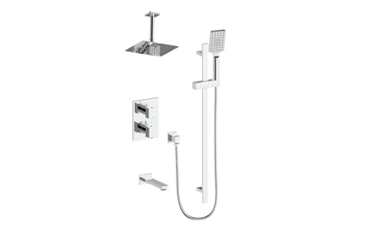 Vogt Kapfenberg 3-Way Thermostatic Shower Kit Trim with 6-inch Ceiling Arm TM.KG.320.316 in Polished Chrome