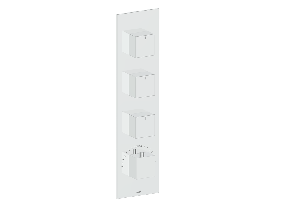 Vogt Kapfenberg Trim for 3/4-inch High-Flow Thermostatic Valve with 3 Volume Controls TM.KG.350 in Polished Chrome
