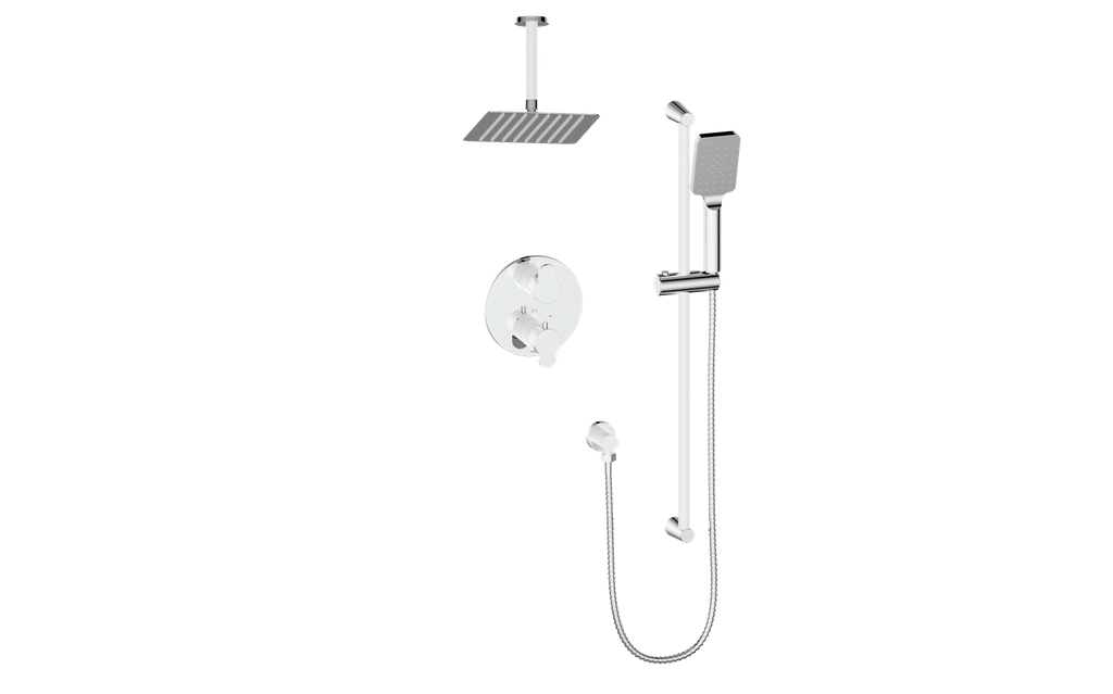 Vogt Lusten Trim for 2-Way Thermostatic Shower Kit with 6" Ceiling Arm in Chrome/Glossy White - TM.LN.220.216