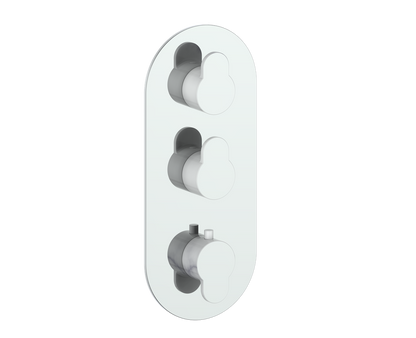 Vogt Lusten Trim for 3/4" High-Flow Thermostatic Valve with 2 Volume Controls in Chrome/Glossy White - TM.LN.250