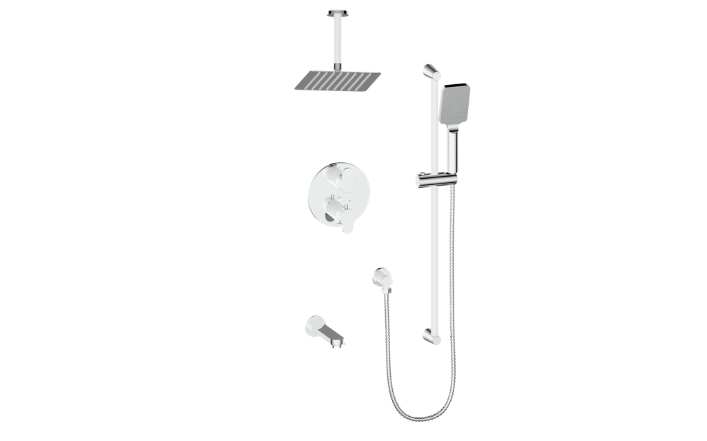Vogt Lusten Trim for 3-Way Thermostatic Shower Kit with 6" Ceiling Arm in Chrome/Glossy White - TM.LN.320.316