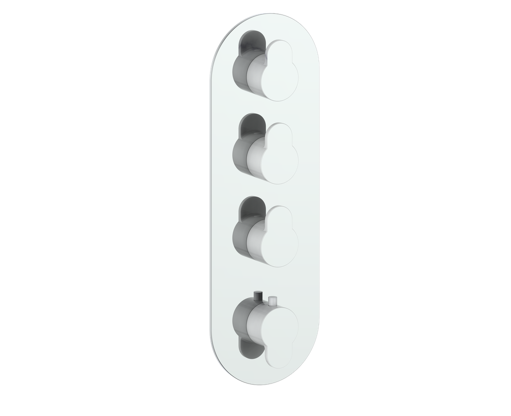 Vogt Lusten Trim for 3/4" High-Flow Thermostatic Valve with 3 Volume Controls in Chrome/Glossy White - TM.LN.350