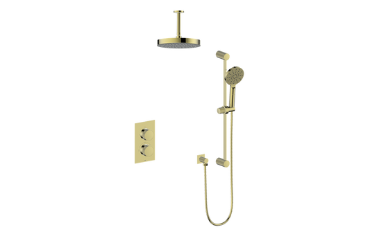 Vogt Mond 2-Way Thermostatic Shower System With Ceiling Arm Trim Only, Brushed Gold