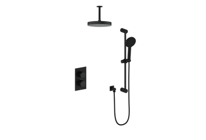 Vogt Mond 2-Way Thermostatic Shower System With Ceiling Arm Trim Only, Matte Black