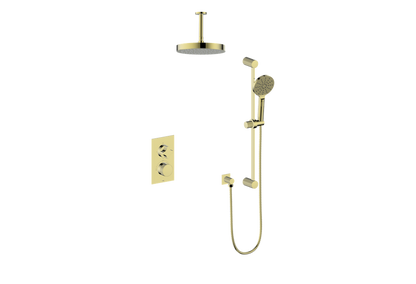 Vogt Mond 2-Way Thermostatic Shower System With Ceiling Arm Trim Only, Brushed Gold