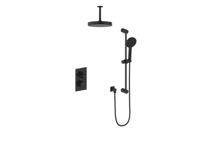 Vogt Mond 2-Way Thermostatic Shower System With Ceiling Arm Trim Only, Matte Black