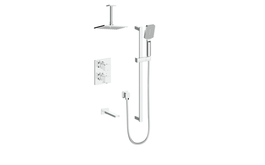 Vogt Niveau Trim for 3-Way Thermostatic Shower System with 6" Ceiling Arm in Polished Chrome - TM.NU.320.316.CC