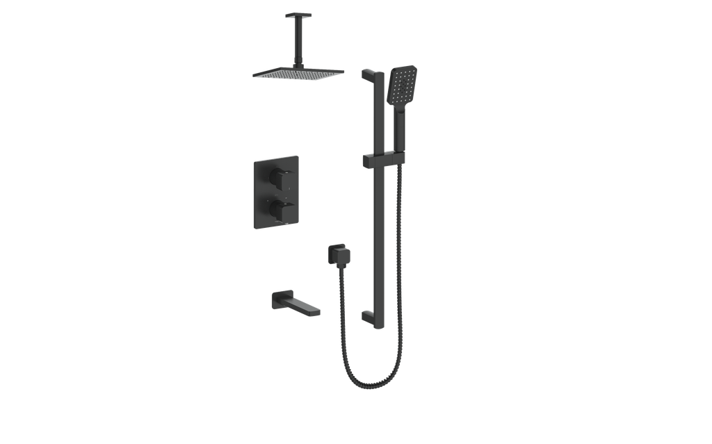 Vogt Niveau Trim for 3-Way Thermostatic Shower System with 6" Ceiling Arm in Matte Black - TM.NU.320.316.MB