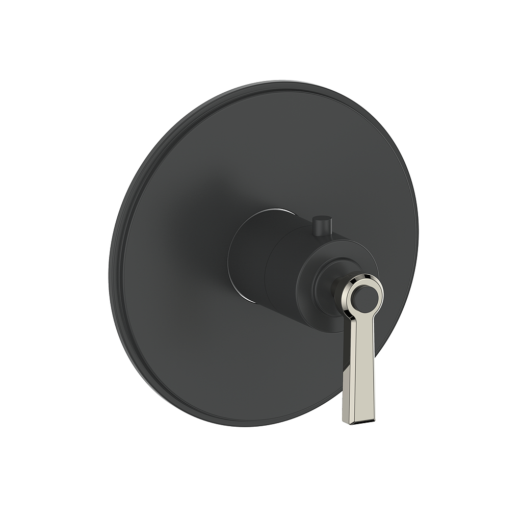 Vogt Zehn Trim for 3/4" Thermostatic Valve, Lever Handle - Polished Nickel / Matte Black (TM.Z1.140.PB)