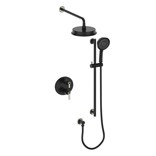 Vogt Zehn 2-Way Thermostatic Shower System Trim in Polished Nickel & Matte Black – TM.Z1.220.210.PB