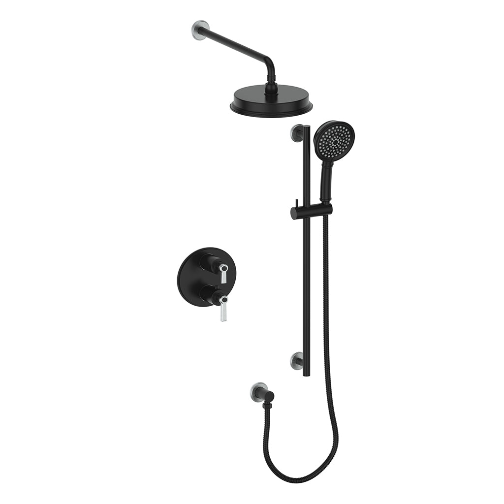 Vogt Zehn 2-Way Thermostatic Shower System Trim in Stainless Steel & Matte Black – TM.Z1.220.210.SB