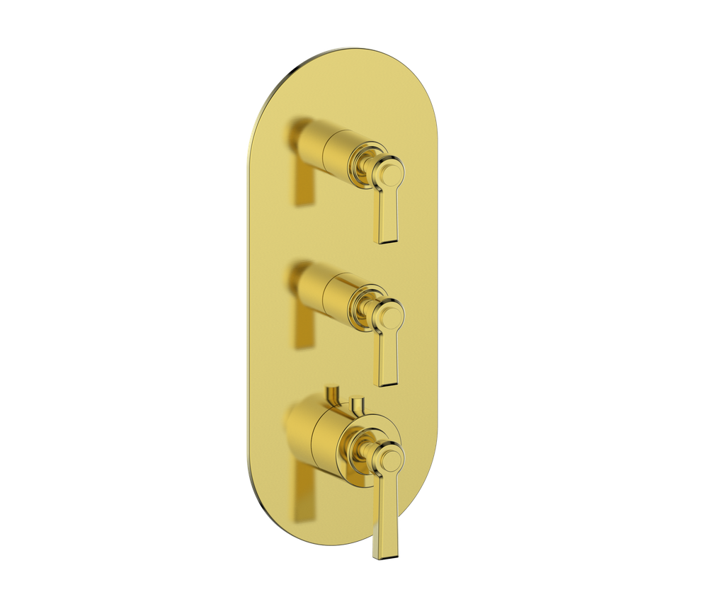 Vogt Zehn Trim for 3/4" High-Flow Thermostatic Valve with 2 Stops, Lever Handle - Brushed Gold (TM.Z1.250.BG)