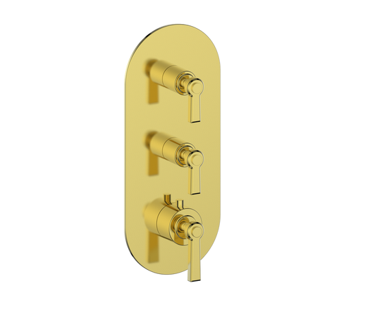 Vogt Zehn Trim for 3/4" High-Flow Thermostatic Valve with 2 Stops, Lever Handle - Brushed Gold (TM.Z1.250.BG)