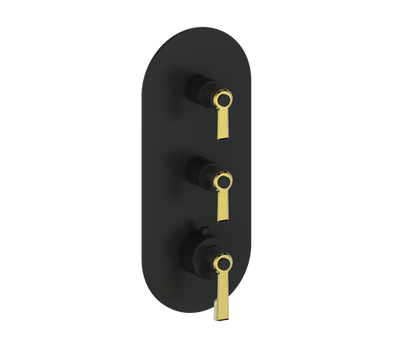 Vogt Zehn Trim for 3/4" High-Flow Thermostatic Valve with 2 Stops, Lever Handle - Brushed Gold / Matte Black (TM.Z1.250.BGB)