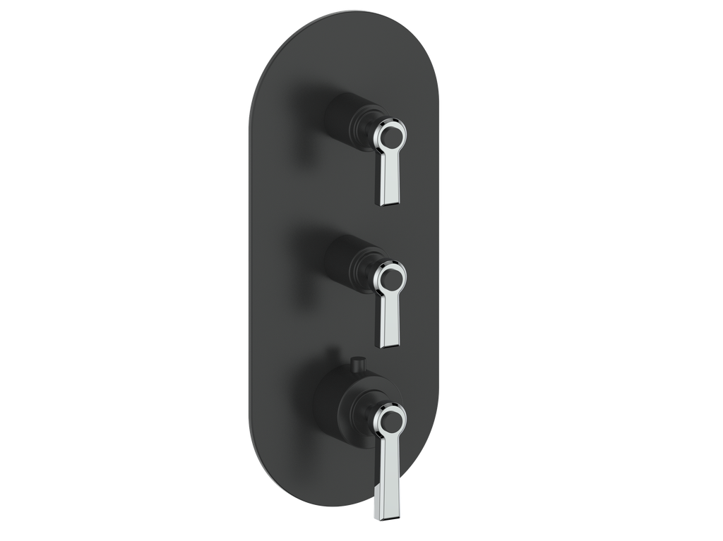 Vogt Zehn Trim for 3/4" High-Flow Thermostatic Valve with 2 Stops, Lever Handle - Chrome / Matte Black (TM.Z1.250.CB)