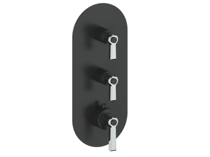 Vogt Zehn Trim for 3/4" High-Flow Thermostatic Valve with 2 Stops, Lever Handle - Chrome / Matte Black (TM.Z1.250.CB)