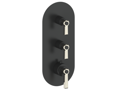 Vogt Zehn Trim for 3/4" High-Flow Thermostatic Valve with 2 Stops, Lever Handle - Polished Nickel / Matte Black (TM.Z1.250.PB)